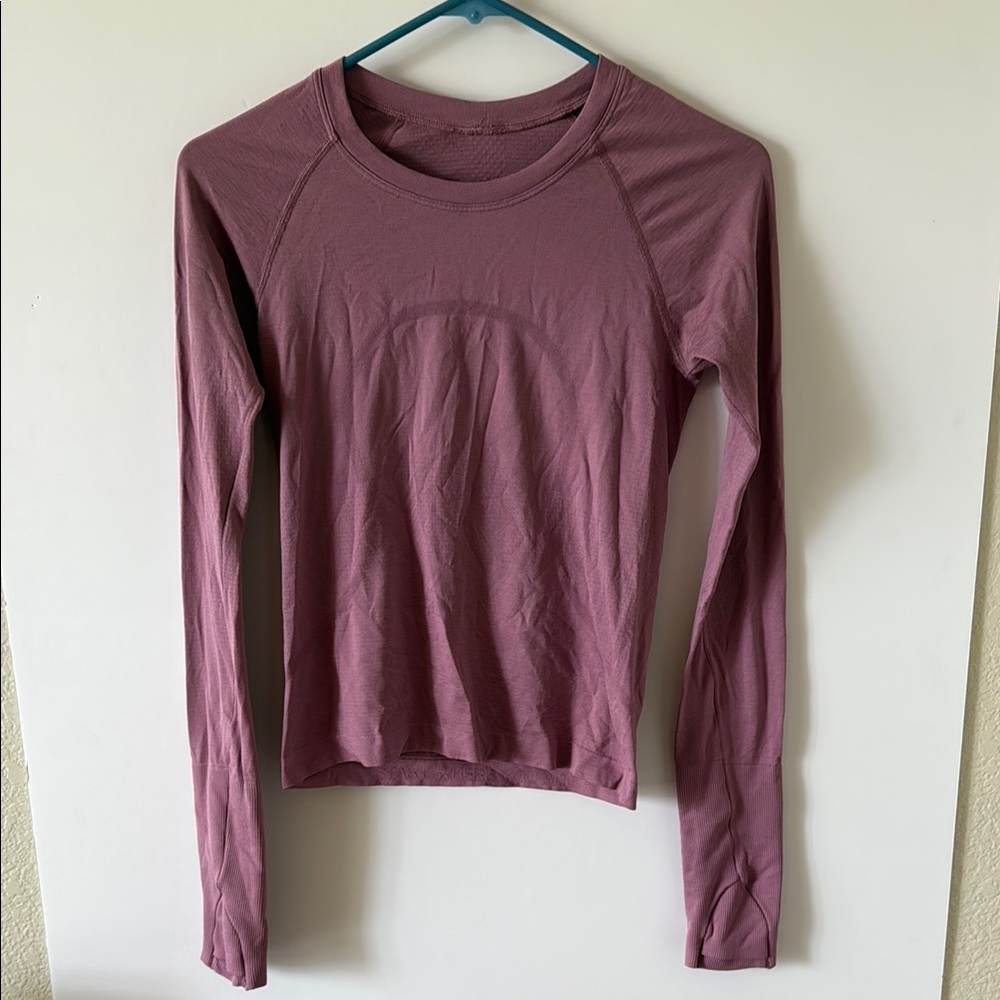 Women's Lululemon Swiftly Tech Long Sleeve Top race length - mauve